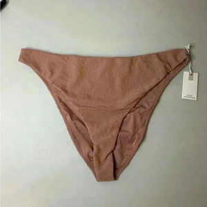 Good American Ribbed Better Cheeky Bikini Bottoms Sz 7 Medium Desert Rose NWT